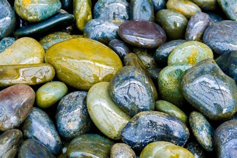 Natural Colored River Rocks Rock Background River Rock Water Abstract