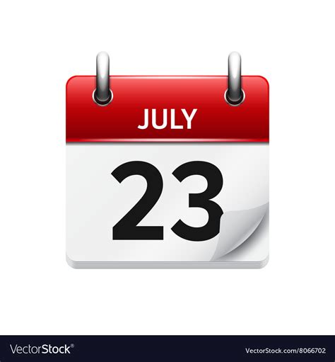July 23 Flat Daily Calendar Icon Date Royalty Free Vector