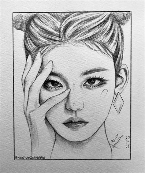 Girl Drawing Sketches Art Sketches Pencil Kpop Drawings Realistic