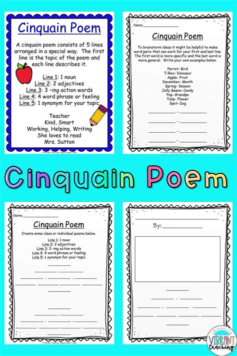Cinquain Poems Cinquain Poems Cinquain Poetry Writing Activities