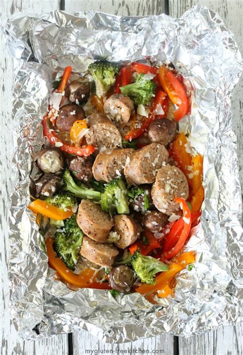 I have made bacon wrapped tenderloin a few times but this is a much easier method. Gluten-free Grilled Sausage and Vegetable Packets