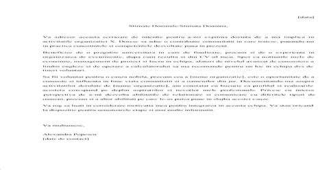 Model Scrisoare de Intentie Voluntariat