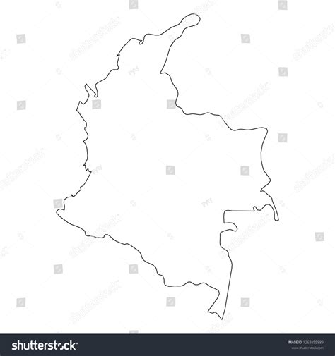 Colombia Solid Black Outline Border Map เวกเตอร์สต็อก ปลอดค่า