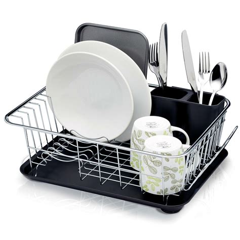 When scrubbing any sink, always start with the sides of the basin and work your way down, pushing any grime directly into the drain. kitchen Craft Chrome Plated Dish Drainer, Stainless-Steel ...