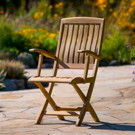 【ergonomic chair back】compared to the bar chair without backrest, the back of this bar chair has been carefully designed with a comfortable angle, so that you can completely relax when you are leaning they fold up for easy storage. Napa Folding Arm Chair - Teak Outdoor Furniture | Terra Patio