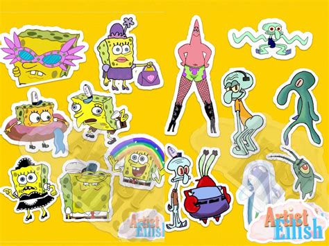 Spongebob Stickers Meme Funny Aesthetic Nostalgic Bff Etsy