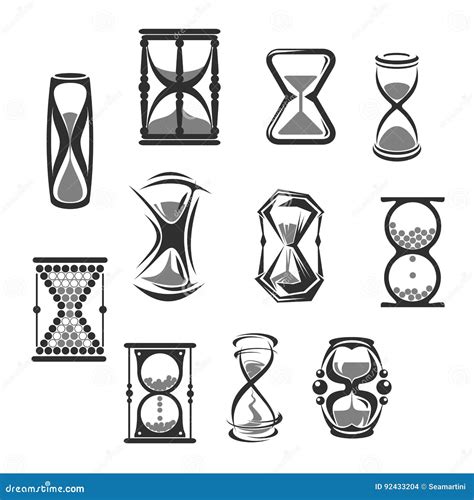 hourglass sandglass sand clock or watch icon set stock vector illustration of measure