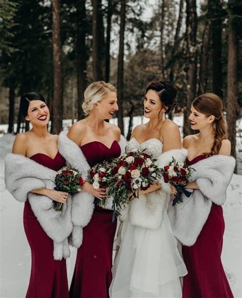 Pin By Rachelle Corbin On Weddings Winter Bridesmaids Winter Wedding