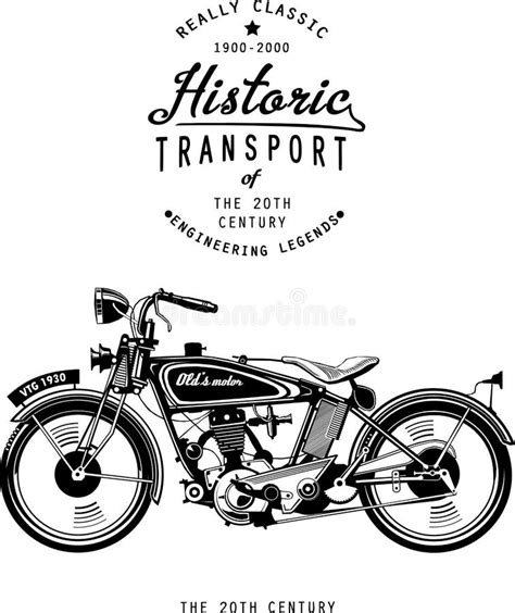 Retro Motorcycle With Logo Monogram Graphic Vintage Label Stock Vector