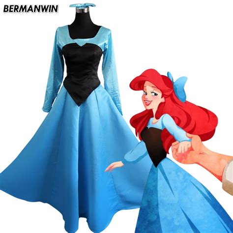 Bermanwin Alta Qualidade A Pequena Sereia Ariel Princesa Traje Vestido