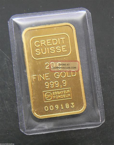 20 Gram Credit Suisse Liberty 24k Gold Bar 9999 009183