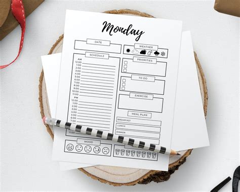 7 Day Planner Printable Daily Work Planner 365 Planner Etsy