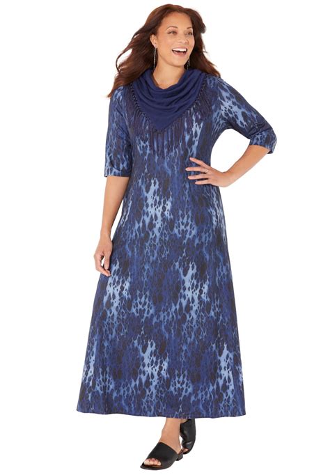 Catherines Womens Plus Size Petite Maxi Dress And Scarf Duet