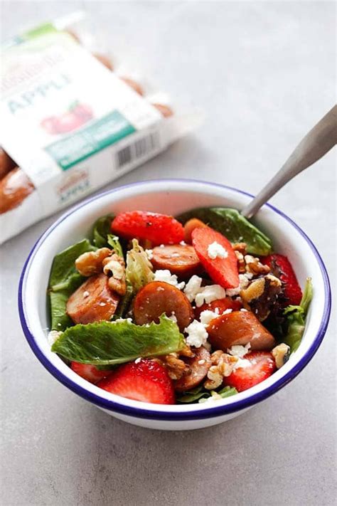 Chicken and apple sausage recipes. Apple Chicken Sausage Salad - healthy and refreshing salad loaded with apple chicken sausage, so ...