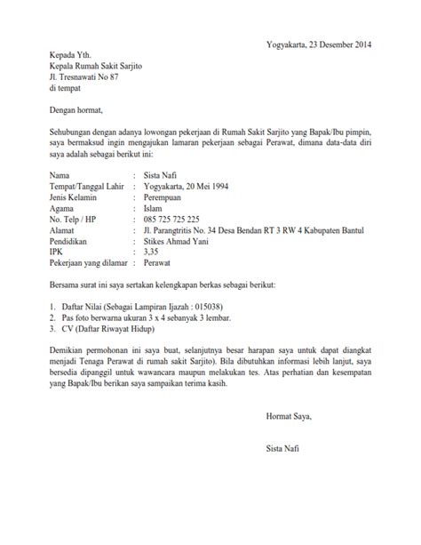 Contoh surat lamaran kerja di rumah sakit sebagai perawat. 8+ Contoh Surat Lamaran Kerja di Rumah Sakit Paling ...