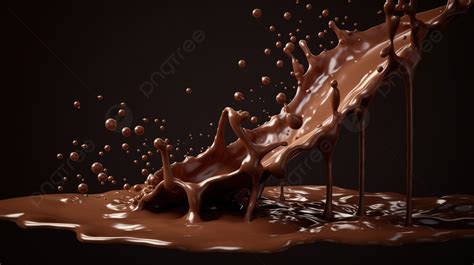 Memvisualisasikan Percikan Cokelat Yang Mengalir Dalam 3d Coklat Cair Percikan Coklat