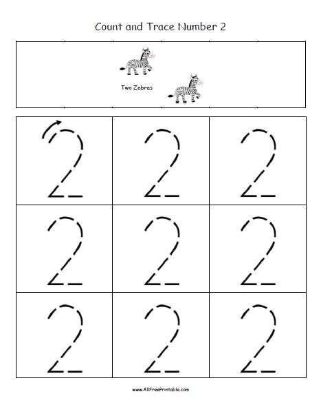 Tracing Number 2 Worksheet Worksheets For Kindergarten