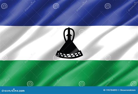Silk Wavy Flag Of Lesotho Graphic Wavy Basotho Flag Illustration Stock