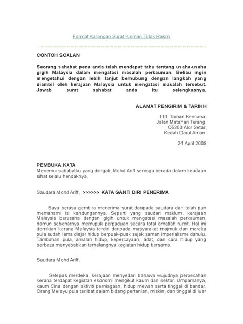 Karangan surat kiriman tidak rasmi these pictures of this page are about:karangan surat kiriman rasmi. Format Karangan Surat Kiriman Tidak Rasmi