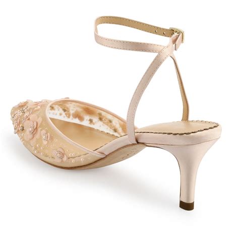 Rosa Pink Wedding Shoes Low Heel With Pearls And Beads