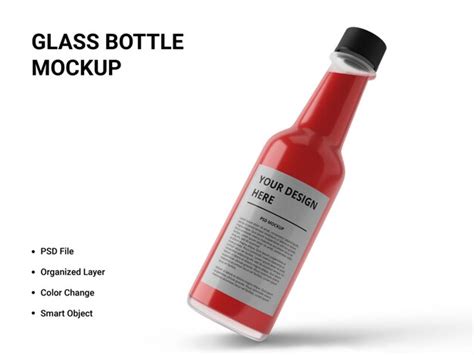 Premium Psd Glass Bottle Mockup Design Isolated