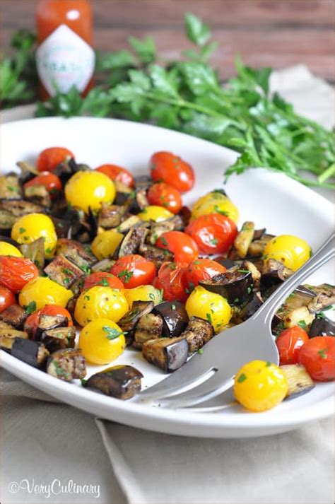 Spicy Roasted Eggplant And Cherry Tomatoes