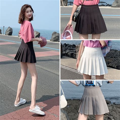 Korean Version Pleated Schoolgirl Skirt Half Length Short Gray