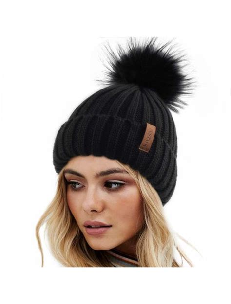 Buy Furtalk Womens Winter Knitted Beanie Hat With Faux Fur Pom Warm