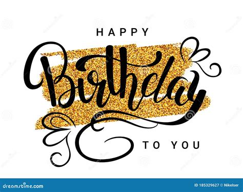 Gold Sparkles Background Happy Birthday Lettering Poster With