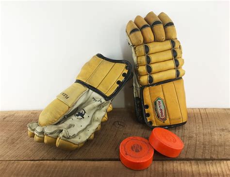 Vintage All Pro Hockey Glovesvintage Leather Hockey Gloves Etsy