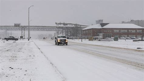 Snowfall Seen Across Arnold Air Force Base As Winter Front Moves