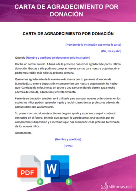 Modelo De Carta Para Donaciones