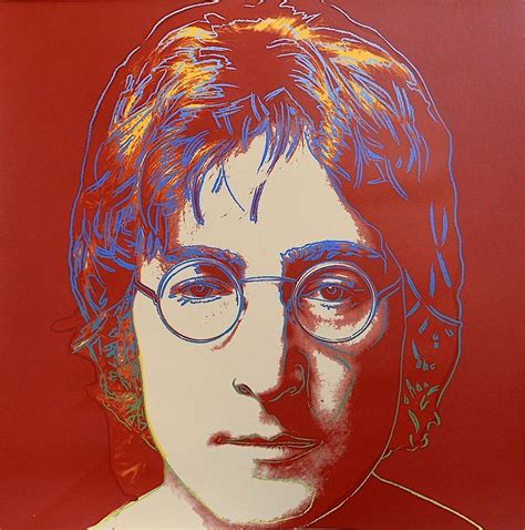 Andy Warhol John Lennon Red Screenprint On Museum Board Paper