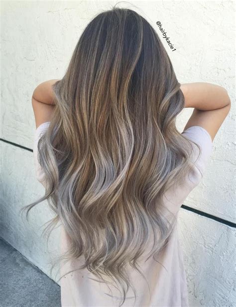 Light Brown And Silver Balayage Hair Brown And Silver Hair Light Brown