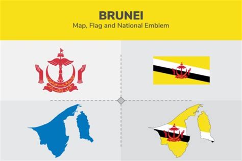 Brunei Map Flag And National Emblem Graphic By Shahsoft · Creative Fabrica