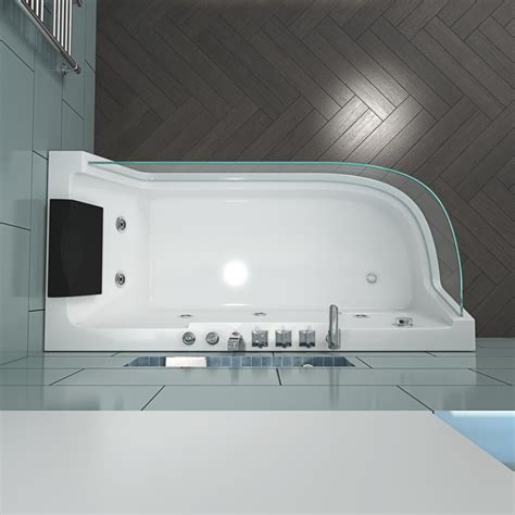 Luxus Whirlpool Badewanne Costa Rica Rechts 170 X 80 Cm Mit Glas Armaturen 4 Massage Düsen