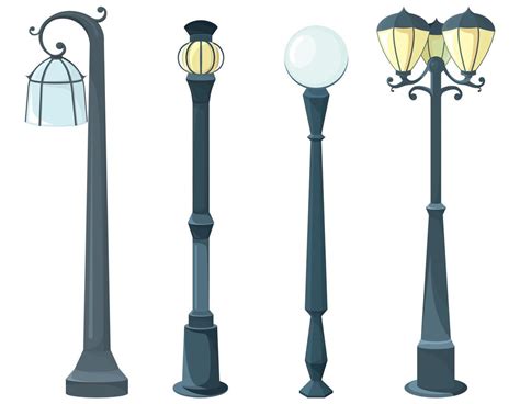 Set Of Different Lamp Posts 2372151 Vector Art At Vecteezy
