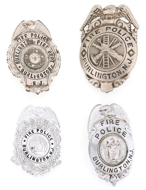 Lot Detail Burlington New Jersey Fire Police Badges Lot Of Four