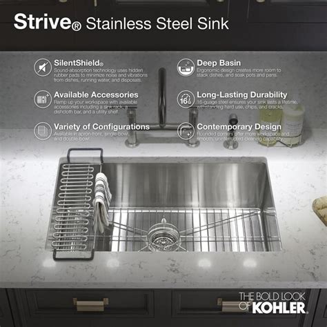 Basket strainer & utility rack included. KOHLER Undermount 29-in x 18.31-in Stainless Steel Single ...