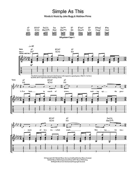 Jake Bugg Simple As This Sheet Music Pdf Notes Chords Rock Score