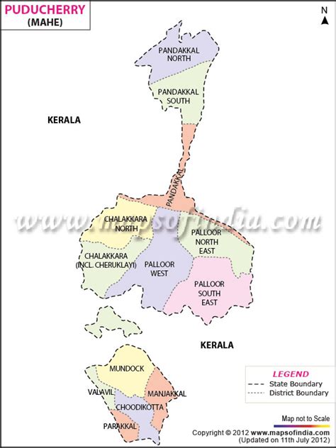 Satellite map of puducherry, india. Mahe District Map
