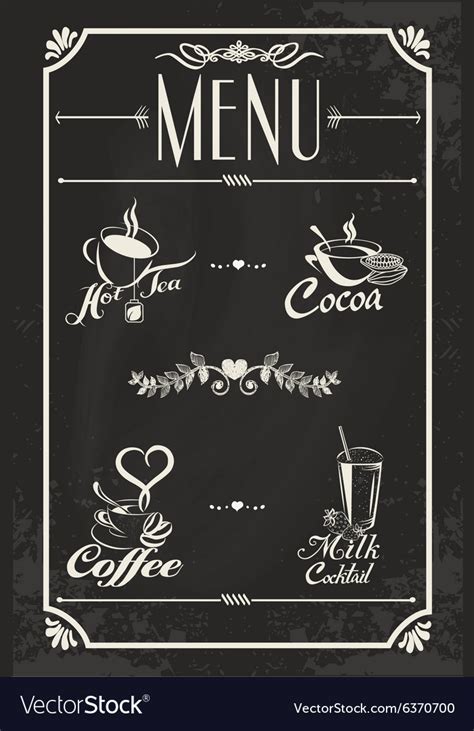 Restaurant Drink Menu Design With Chalkboard Vector Image