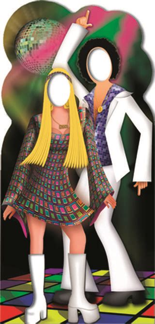 disco couple stand in lifesize cardboard cutout standee disco theme 80s theme party party