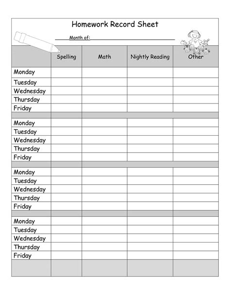Printable Homework Sheets Free for Students | Learning Printable