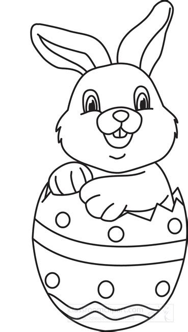 Holiday Black and White Outline Clipart - easter_rabbit_in_egg_01