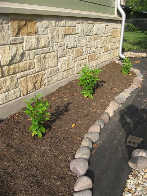 For your front porch and yard. River rock edging | Garden edging, Landscaping with rocks ...