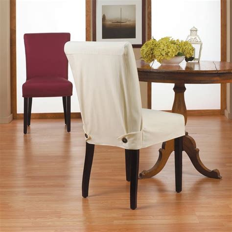 Elastic dining chair covers slipcovers kitchen chair protective covers removable. Duck Short Relaxed Fit Dining Chair Slipcover with Buttons ...
