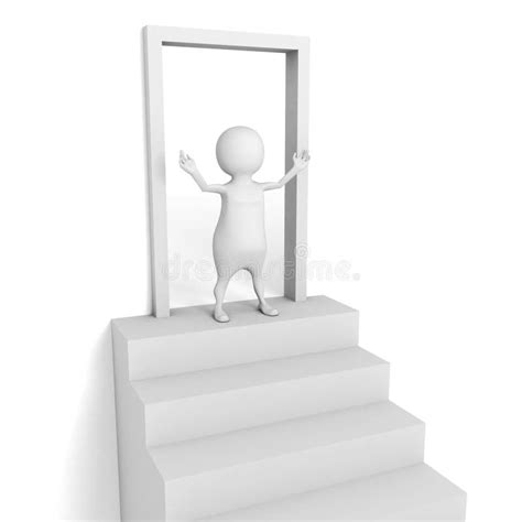 White 3d Man Welcome To Open Door Stock Illustrations 23 White 3d Man