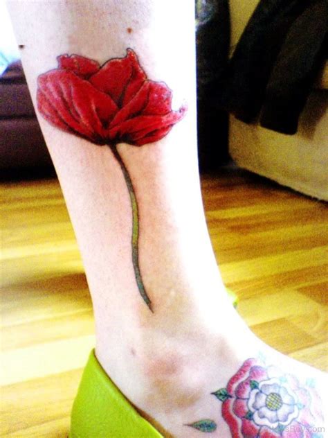 Poppy Flower Tattoo Design On Ankle Tattoo Designs