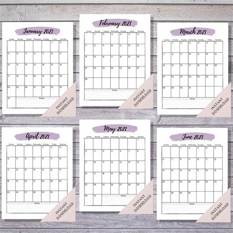 2021 Calendar Calendar Printable Printable Planner Monthly Etsy Uk